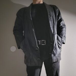 Vintage 1980s 1990s Zoom Black Men's Leather Jacket